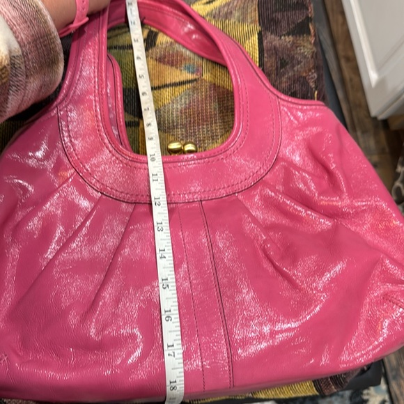 (1405) COACH PURSE ERGO PLEADED PATENT LEATHER HANDBAG FUCHSIA - Picture 16 of 16